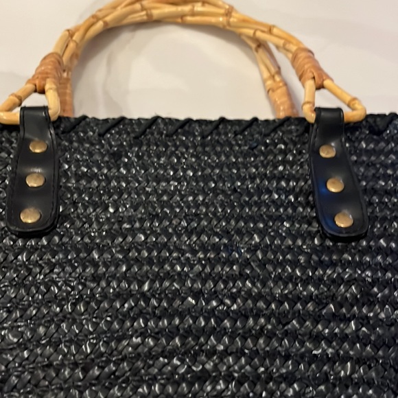 Straw & twisted cane handled petite hand bag - Picture 7 of 8